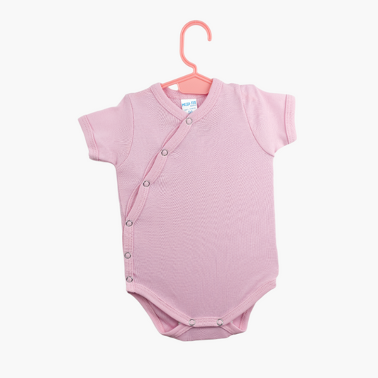 Bodi koso-kopčanje kratak rukav roze