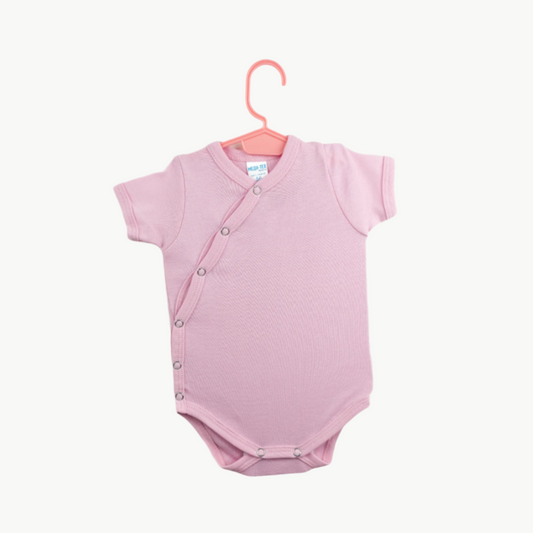 Bodi kratak rukav koso-kopčanje  roze